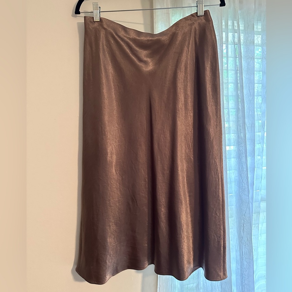 Vince Brown Midi Slip Skirt